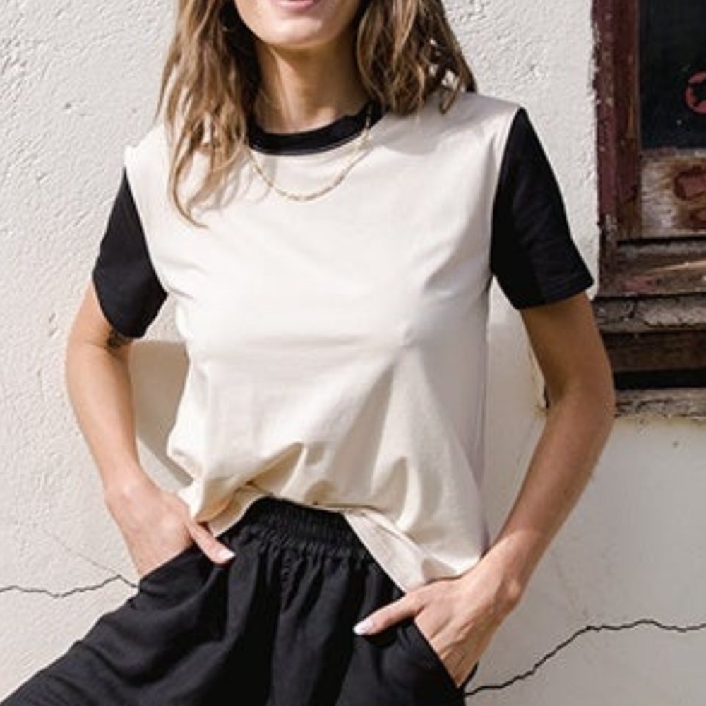 Tradlands BOX T-SHIRT BLACK CREAM RINGER